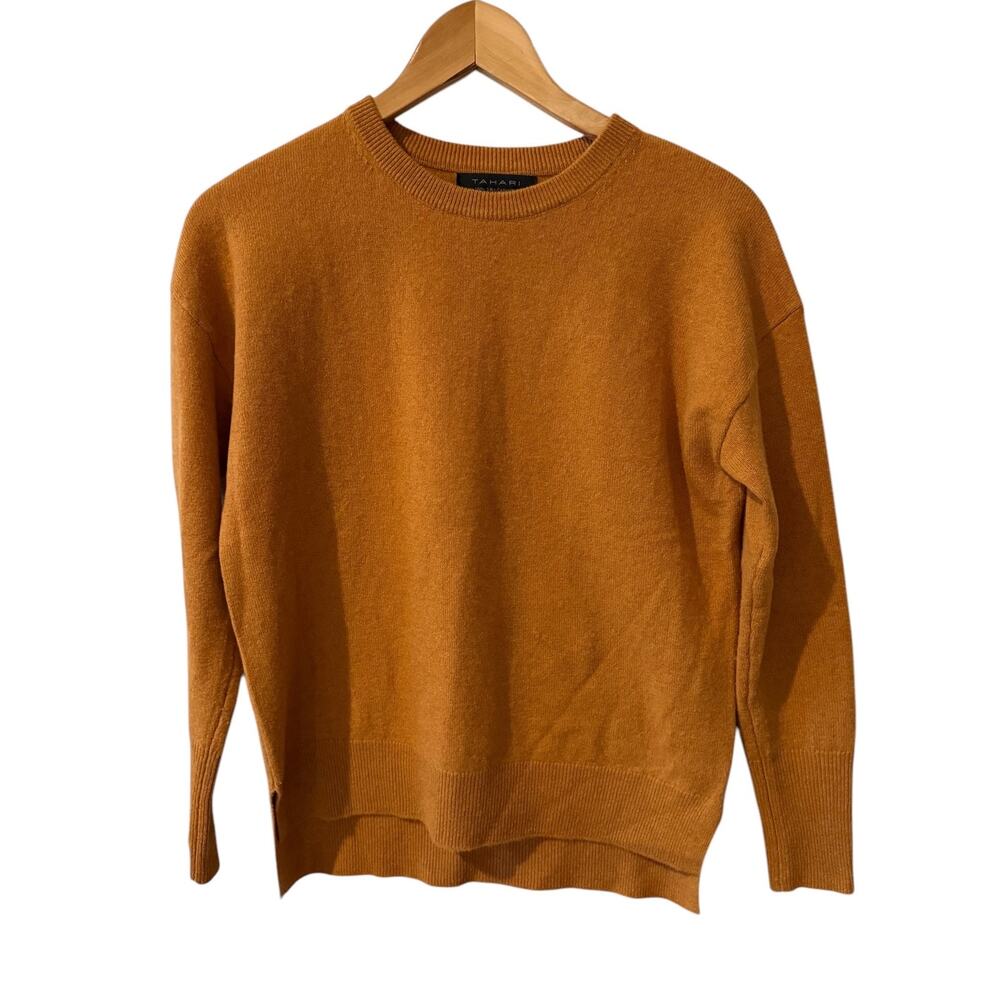 Tahari Cashmere Crewneck Sweater Goldenrod XS